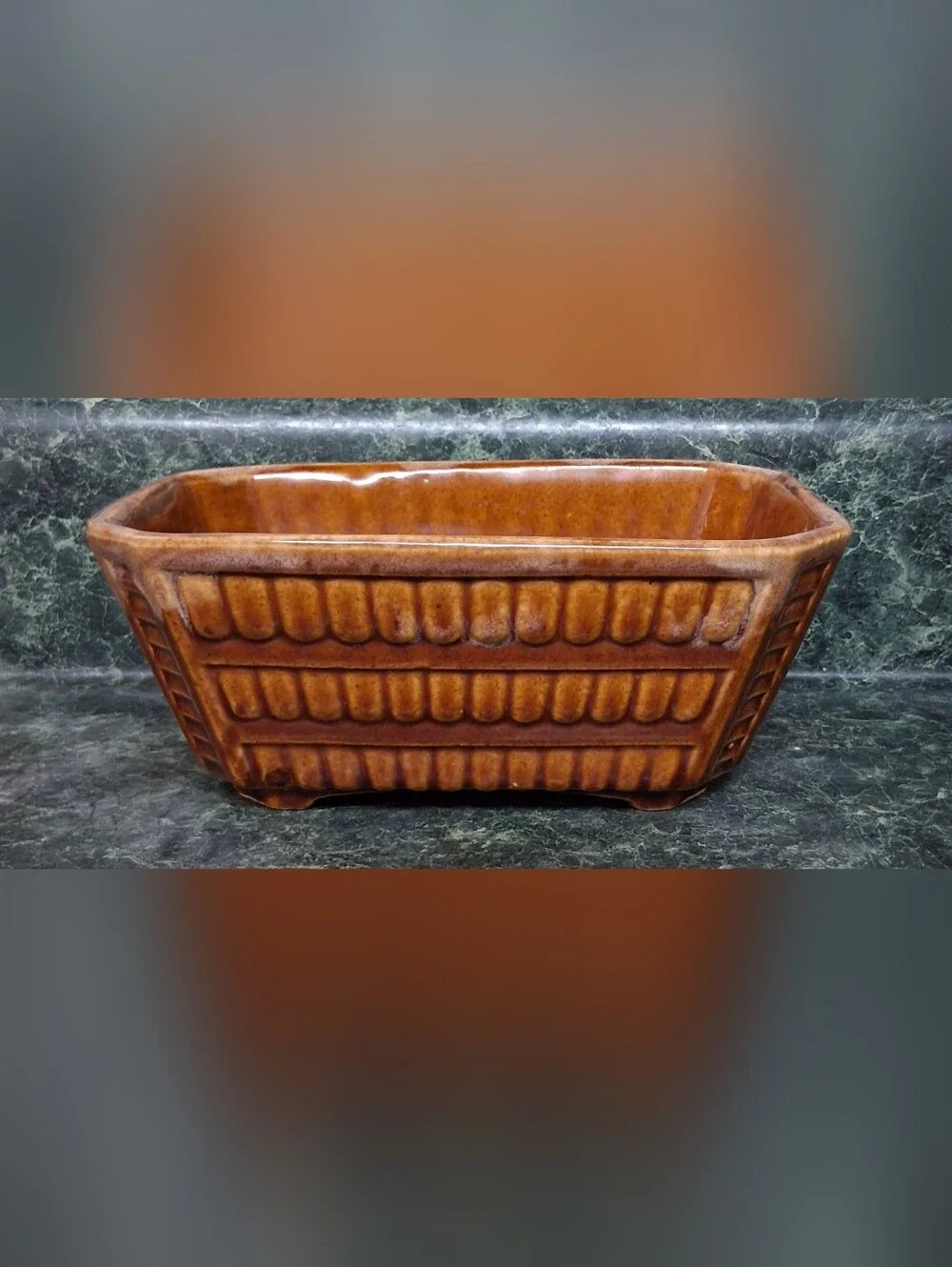Vintage Brush McCoy USA Brown Drip Glaze Rectangular Window Box Planter C 111-7